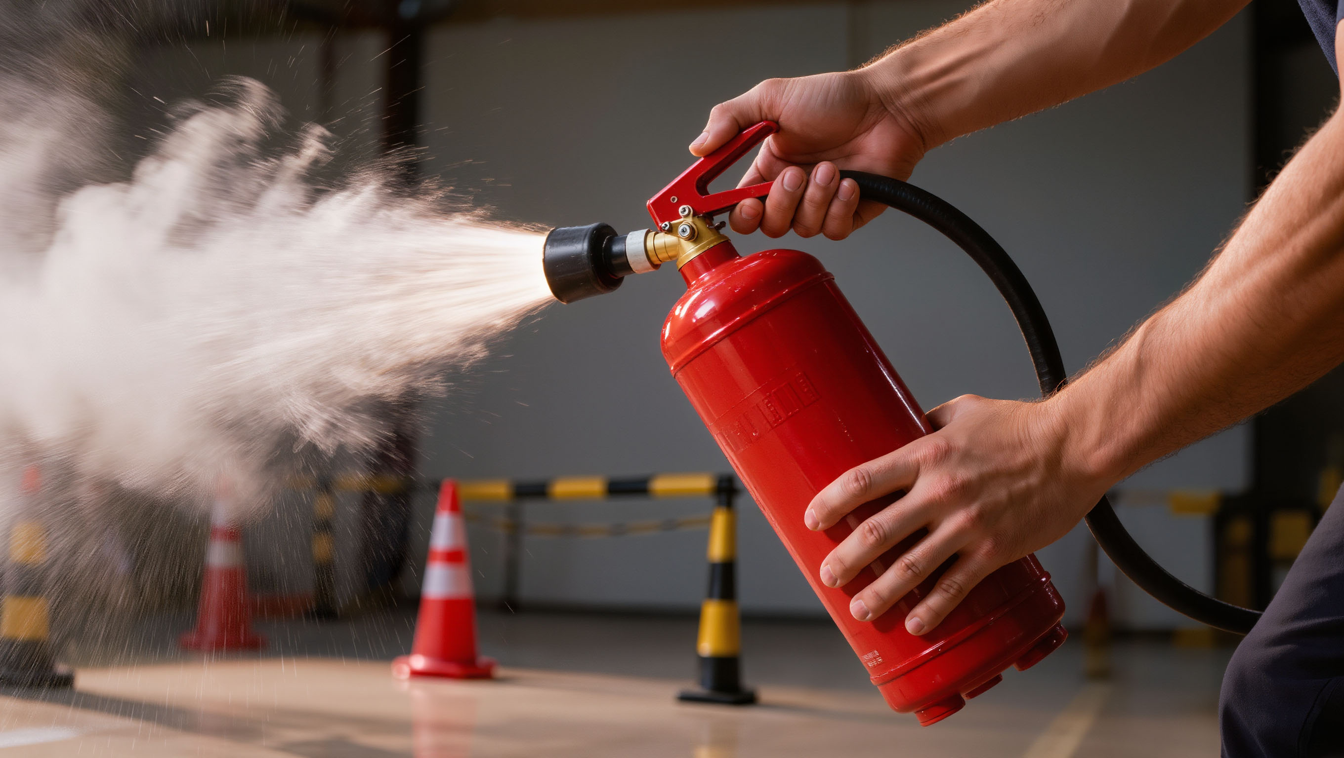 Manipulation d'extincteur pendant la formation incendie